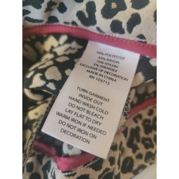 Nanette Lepore Leopard Pant Ankle Slit Cuff Legging Pull-On Gold Black sz 4 - Picture 7 of 8